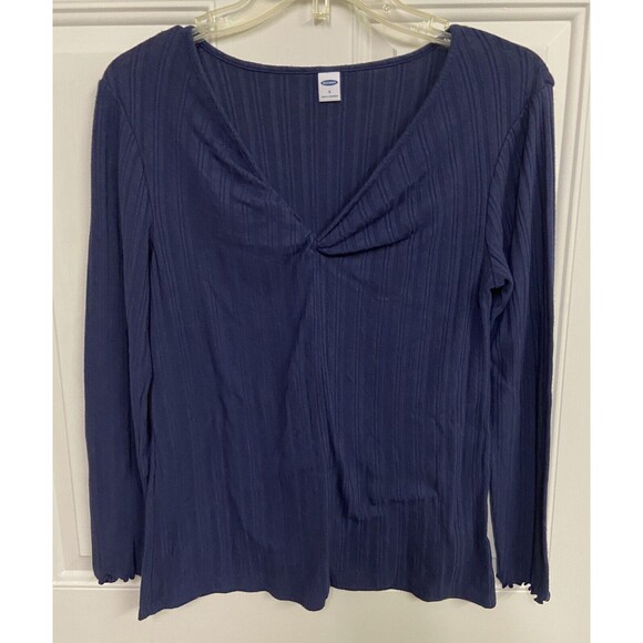 Old Navy Top Womens Small Blue Sweetheart Long Sleeved Ribbed Knit - Picture 6 of 9